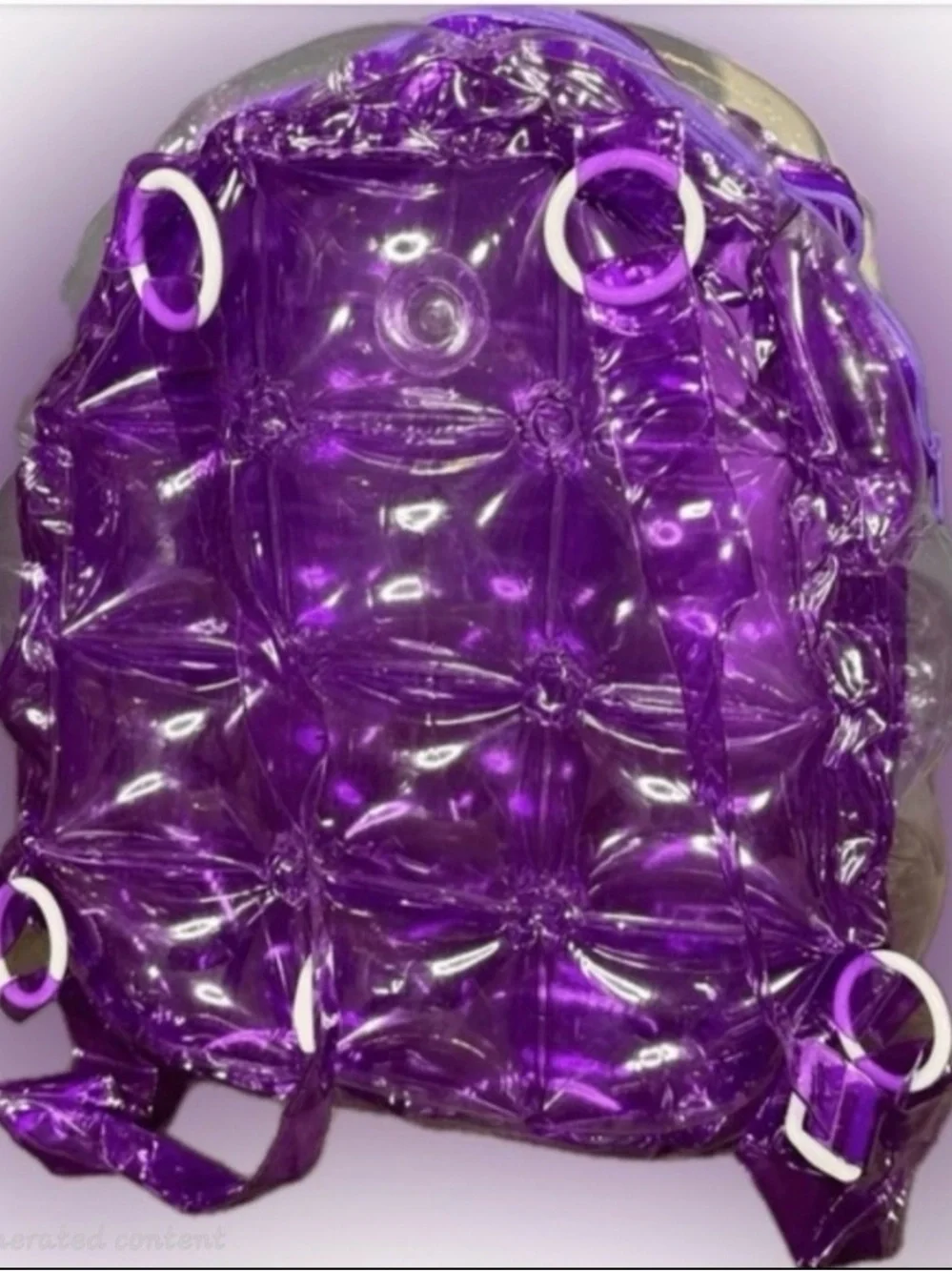 Go back in time with this Transparent Purple Quilted Backpack - Y2K